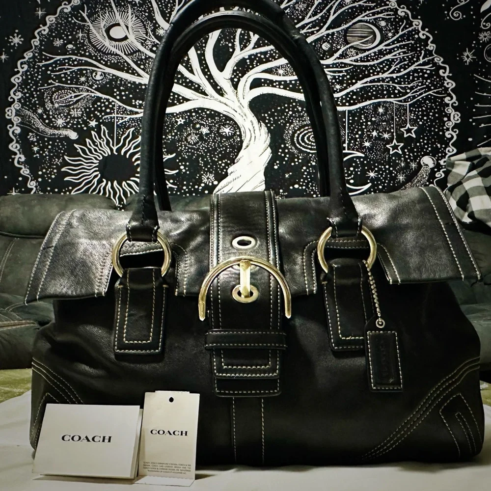Vintage Y2K Coach tote bags Black Leather shoulder bag❌70% OFF SALE❌ make offer - Picture 7 of 17